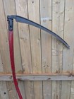 Vintage Red Hay Scythe 56  Long Farm Tool Sickle With A 27  Long Metal Blade