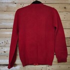 Vintage Penneys Red 100  Wool Cardigan Sweater Button Front Crew Neck  34