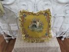 Beautiful Aubusson Style French Country Needlepoint Pillow Hound Hunting Dog