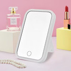 Modern Rectangular Framed White Plastic Lighted Vanity Mirror With Stand  Adjust