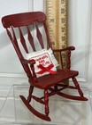1 12 Vintage Rocking Chair   Embroidered Pillow Dollhouse Miniature Furniture