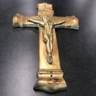 Vintage Jesus Crucifix Brass Wall Hanging Or Casket