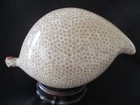 La Pintade Caillard Guinea Hen Medium Sized Head Down Pose Hand Crafted Painted 