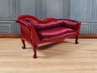 Dollhouse Small Victorian Chase Settee Burgundy 1 12 Scale Miniature Furniture