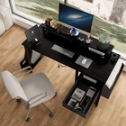 47 3  Office Desk With Power Outlet 2 Monitor Stands 2 Drawers side Pocket black
