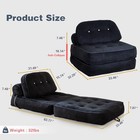 Folding Sofa Bed  Flannel Futon Couch Bed With Pillow And Blanket  Black