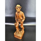 Wood Carving 7 5in Fair Black Forest German Man With Bucket Figurine Vintage