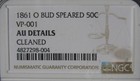1861-o Speared Bud Csa Vp-001 Seated Liberty Silver Half Dollar Ngc Au Det  505