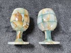 Two Vintage Egyptian Onyx Natural Stone Wine Goblets Brandy Snifters 5    Tall