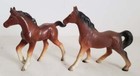 Vintage Lego Made In Japan Set Of Two Chestnut Porcelain Ceramic Brown Horse Fig