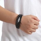 Leather Bracelet Magnetic Clasp Multi-layer Braided Wrist Men Bracelet  Black