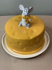 Vintage Ceramic Cheese Some With Mouse Figure Butter   Cheese Dish