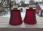 2 Homco Hobnail Ruby Red Peg Votive Cup Candle Holders W new Grommets Peglite