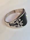     925k Sterling Silver Ring With Black Onyx   Filigree Side Details
