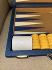 Vintage Bakelite Crisloid Rare Backgammon Set Blue Moon Green 1 7    X 0 5   