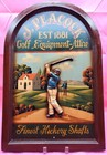 J Peacock Golf Equipment Attire Advertising Bar Pub Sign Wood Embossed Vintage