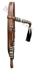 Western Tan Leather Headstall Hand Braided White Rawhide Knotting Futurity Knot1