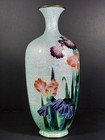 Fine Meiji Japanese Ginbari Cloisonn   Vase Carnation Flowers Nagoya School 9 5   