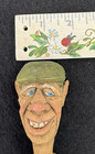 Hand Carved Wood Wine Bottle Stopper Folk Art Figural Man Cork Barware Vintage