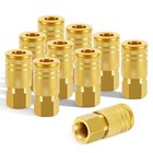  10 Pack 1 4 Inch Air Hose Fittings  Brass Ntp Female Industrial Coupler  