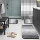 Grey Stripes Bathroom Sets With Shower Curtain And Rugs  Ombre Modern Minimalist