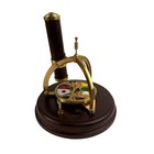 Vtg Kaleidoscope Wind Up Music Box Rotating Brass Wood Stained Glass Memories