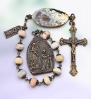 Annunciation Mother Mary Archangel Gabriel Chaplet Heirloom  Bronze  Pink Opal
