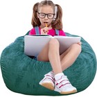 Cozy Faux Fur Bean Bag Chair For Kids   Teens  2 5ft Round Memory Foam Sofa