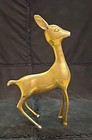 Vtg Mid-century Brass Deer Sculptures Fawn   Mother Pair Mcm 
