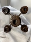 Vintage Wooden Mcm Candelabra Candle Holder- 5 Candle