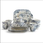 222 Fifth Adelaide 16-piece Porcelain Dinnerware Set  Blue