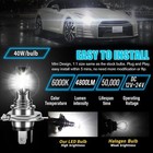 2x H4 9003 Hb2 Led Combo Led Fog Driving Light Bulb Kit Super Bright 6000k White