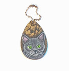 Korat Cat Keychain Hand Painted Bag Charm Key Tag Ornament
