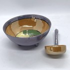 Vintage Japanese Lusterware Footed Gravy Bowl Mayonnaise Bowl With Ladle