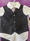 George Size 12 Month Boys Black 4-piece Dress Suit  Pants  Vest  Shirt  Tie