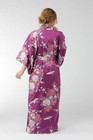 Japanese Kimono Women Flying Crane   Peony Cotton Sateen Robe Made In Japan