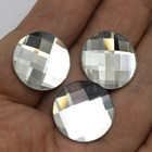 20 Clear Faceted Round Flatback Glass Crystal Rhinestone Gems 20mm No Hole