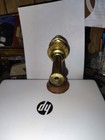 Vintage Antique Brass Nautical Tabletop Telescope On Pedestal Stand Wood Base