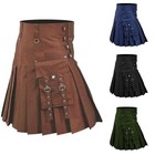 Medieval Skirt Solid Color Scottish Festival Men Kilt Traditional Highland Dress