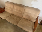 Mid Century Modern Mcm Sofa Teak   Tweed 3 Seater Couch Danish Used 70  24  30 
