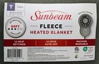 Sunbeam Fleece Heated Blanket- Twin- Grey  12 Heat Settings  Electric 13010