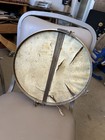 Vintage Metal Drum Set Snare Drum With Worn Calfskin Head
