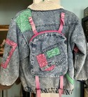 Vtg 80   s Stonewash Denim Sherpa Lined  Backpack Jacket Child   s Sz 10  1510 