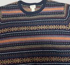 Vintage L l  Bean 100  Lambswool Blue Multi Color Pullover Sweater Sz Xxl
