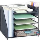Desk Organizer With Drawer And Pen Holder  5-tier Paper Letter Tray Black