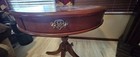 Vintage Leather Top Drum Table With Drawer     27  Round