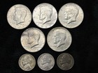Lot Of 8 Circulated Us Silver Coins 40  Kennedy Half Dollars   35  War Nickels