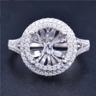 Solid 14k White Gold Natural Diamond Semi Mount Promise Ring Setting Round 10mm