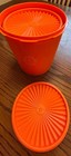 Vintage Tupperware Servalier Orange 4 Nesting Canister Set W sunburst Lids