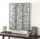  Metal Geometric Home Wall Decor Wall Sculpture With Round Mirror Accents  Set 